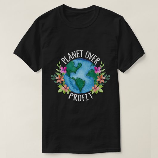 Planet over winstbejag redt de aardecampagne t-shirt (Design voorkant)