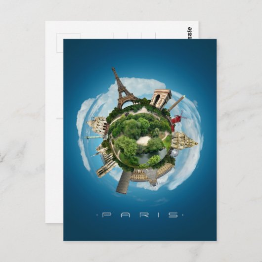 Planet Paris Surreal Digital Art briefkaart (Voorkant / Achterkant)