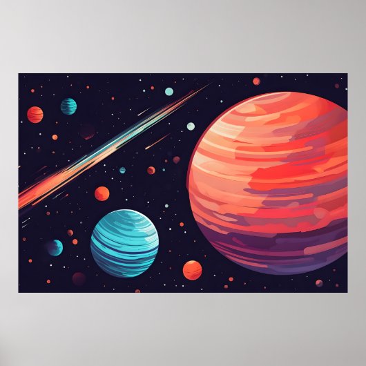 Planet Party - Vibrant Space Art Poster (Voorkant)