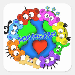 PlANET PEEK-A-BOO "Logo-ontwerp" Vierkante Sticker