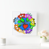 Planet Peek-A-Boo-ontwerpklok Vierkante Klok (Huis)