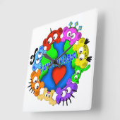 Planet Peek-A-Boo-ontwerpklok Vierkante Klok (Hoek)