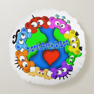 Planet PeekABoo Round Pillow Rond Kussen