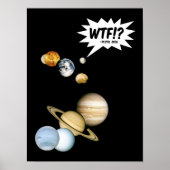 Planet Pluto WTF.? Funny Science Geek Astronomie Poster (Voorkant)