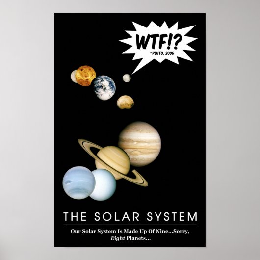 Planet Pluto WTF.? Funny Solar System Classroom Poster (Voorkant)
