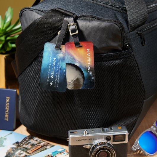 Planet Pluto Zonnestelsel Ruimte Galaxy Blue Bagagelabel (Voorkant /achterkant)