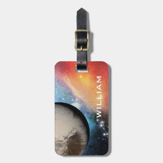 Planet Pluto Zonnestelsel Ruimte Galaxy Blue Bagagelabel (Voorkant verticaal)