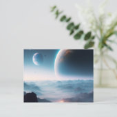 Planet Rising Buitenruimte Nieuw Adres Briefkaart (Staand voorkant)