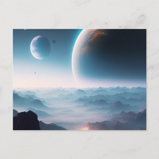 Planet Rising Buitenruimte Nieuw Adres Briefkaart (Voorkant)