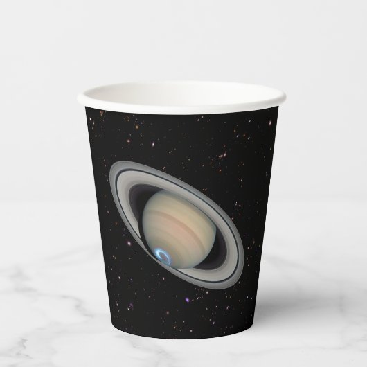 Planet Saturn Aurora en Rings Papieren Bekers (Voorkant)