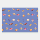 Planet Saturn (gemengde kleur) Blauw en zwart Inpakpapier Vel (Voorkant 3)