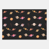 Planet Saturn (gemengde kleur) Blauw en zwart Inpakpapier Vel (Voorkant 2)