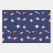 Planet Saturn (gemengde kleur) Blauw en zwart Inpakpapier Vel (Voorkant)