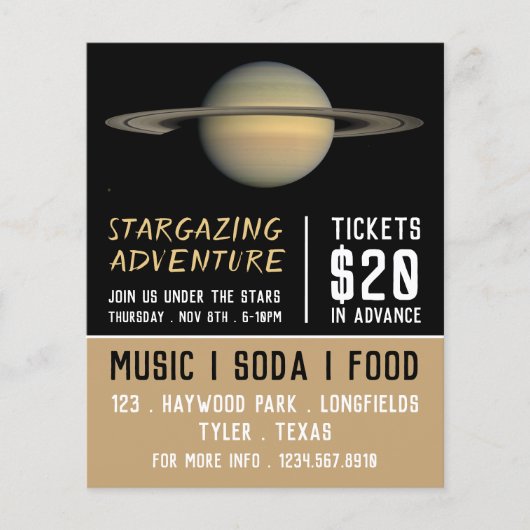 Planet Saturn, Planetarium Event Adverteren Flyer (Voorkant)