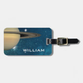 Planet Saturn Solar System Space Paars Galaxy Bagagelabel (Voorkant horizontaal)