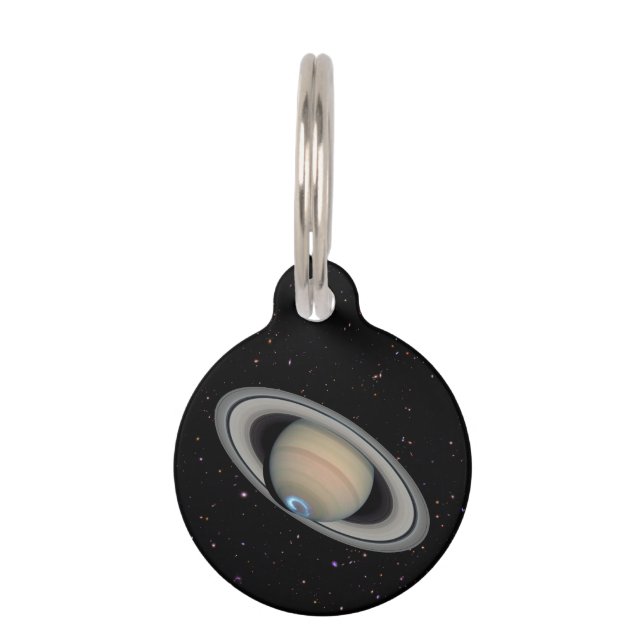 Planet Saturn Starry Sky Huisdierpenning (Voorkant)