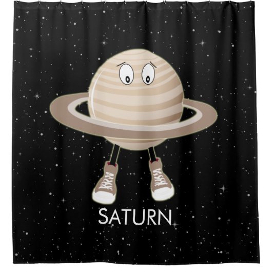 Planet Saturn & Stars Douchegordijn (Voorkant)