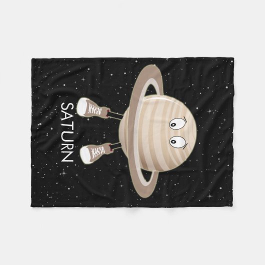 Planet Saturn & Stars Fleece Deken (Voorkant (Horizontaal))