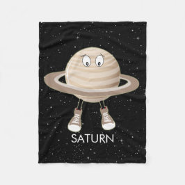 Planet Saturn & Stars Fleece Deken
