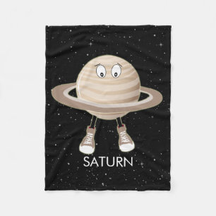 Planet Saturn & Stars Fleece Deken
