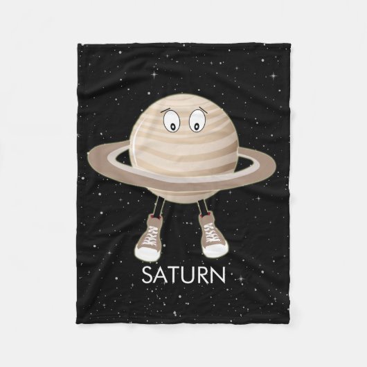Planet Saturn & Stars Fleece Deken (Voorkant)