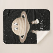 Planet Saturn & Stars Sherpa Deken (Voorkant (horizontaal))