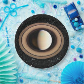 PLANET SATURN sterachtergrond (zonnestelsel) ~~ Papieren Bordje (Feest)