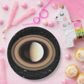 PLANET SATURN sterachtergrond (zonnestelsel) ~~ Papieren Bordje (Feest)