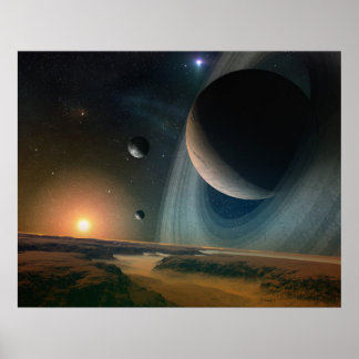 Planet scape - kunstdrukkunst in de ruimte poster