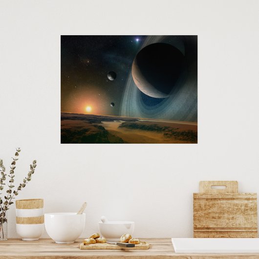 Planet scape - kunstdrukkunst in de ruimte poster (Keuken)
