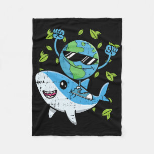 Planet Shark Earth Day Environmental Animal Conser Fleece Deken
