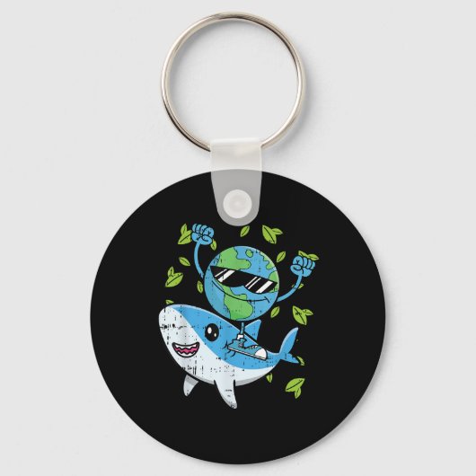 Planet Shark Earth Day Environmental Animal Conser Sleutelhanger (Voorkant)