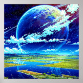 Planet Skies - Exotisch landschap Illustratie Stij Poster (Voorkant)
