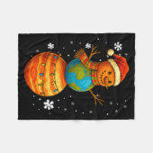 Planet Snowman Earth Saturn Christmas Holiday Art  Fleece Deken (Voorkant (Horizontaal))