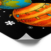 Planet Snowman Earth Saturn Christmas Holiday Art  Poster (Hoek)
