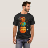 Planet Snowman Earth Saturn Christmas Holiday Art  T-shirt (Voorkant volledig)