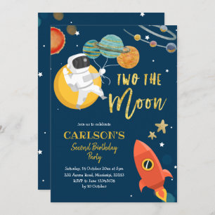 Planet Solar Space Twee: Moon Invitation Kaart