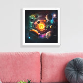 Planet Solar System Sun Moon Jupiter Illustratie Canvas Afdruk (Insitu (Woonkamer))