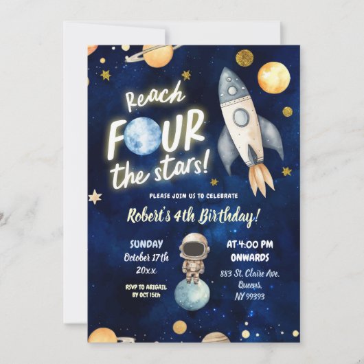 Planet Space Boy krijgt vierde verjaardag van Four Kaart (Voorkant)