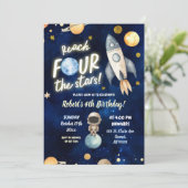 Planet Space Boy krijgt vierde verjaardag van Four Kaart (Staand voorkant)