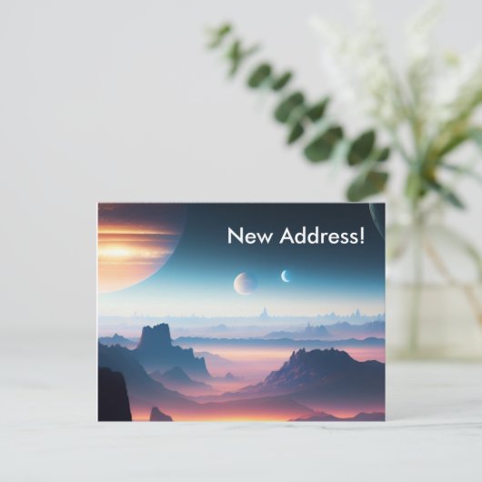 Planet Surface Planet Moons Nieuw Adres Briefkaart (Staand voorkant)