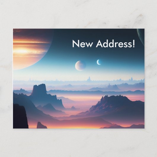 Planet Surface Planet Moons Nieuw Adres Briefkaart (Voorkant)