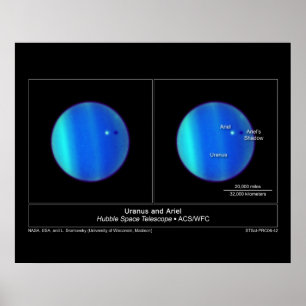 Planet Uranus en het is Moon Ariel van de Hubble Poster