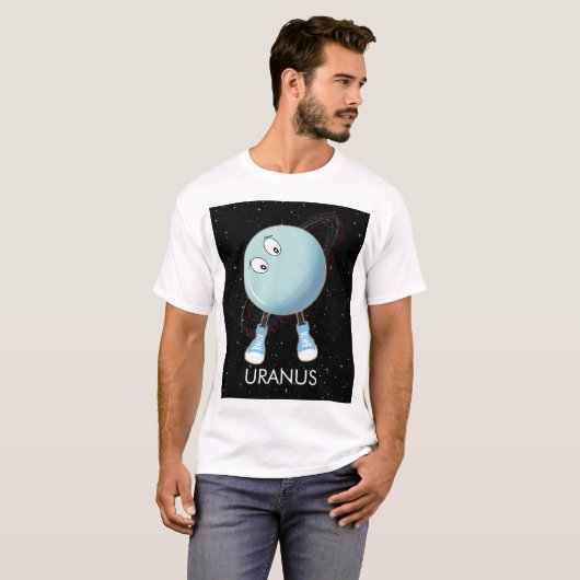 Planet Uranus en sterren T-shirt (Voorkant volledig)
