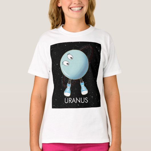 Planet Uranus en sterren T-shirt (Voorkant)