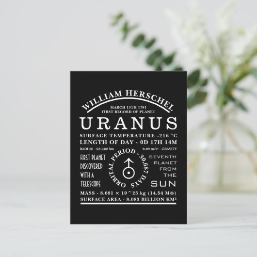 Planet Uranus Gedetailleerd Astronomisch Symbool Briefkaart (Staand voorkant)