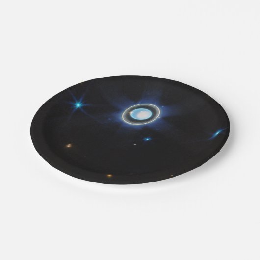 Planet Uranus met Afbeelding van Rings en Moons JW Papieren Bordje (Gekanteld)