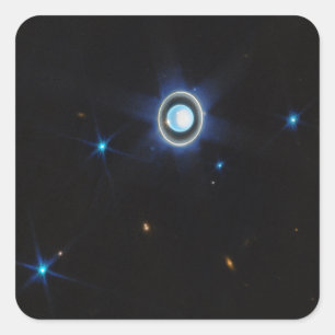 Planet Uranus met Afbeelding van Rings en Moons JW Vierkante Sticker
