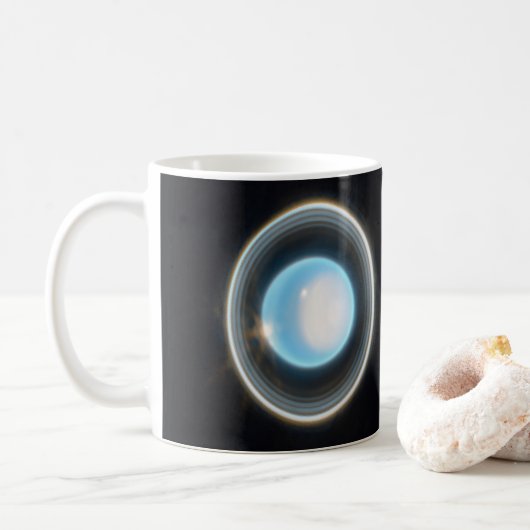 Planet Uranus met Afbeelding van Rings JWST Koffiemok (Met donut)