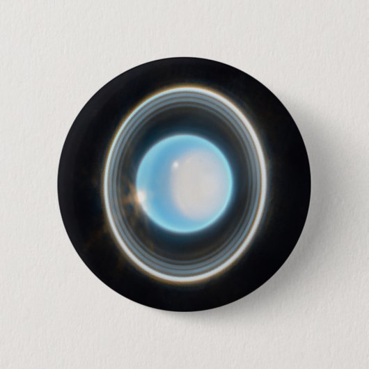 Planet Uranus met Afbeelding van Rings JWST Ronde Button 5,7 Cm (Voorkant)